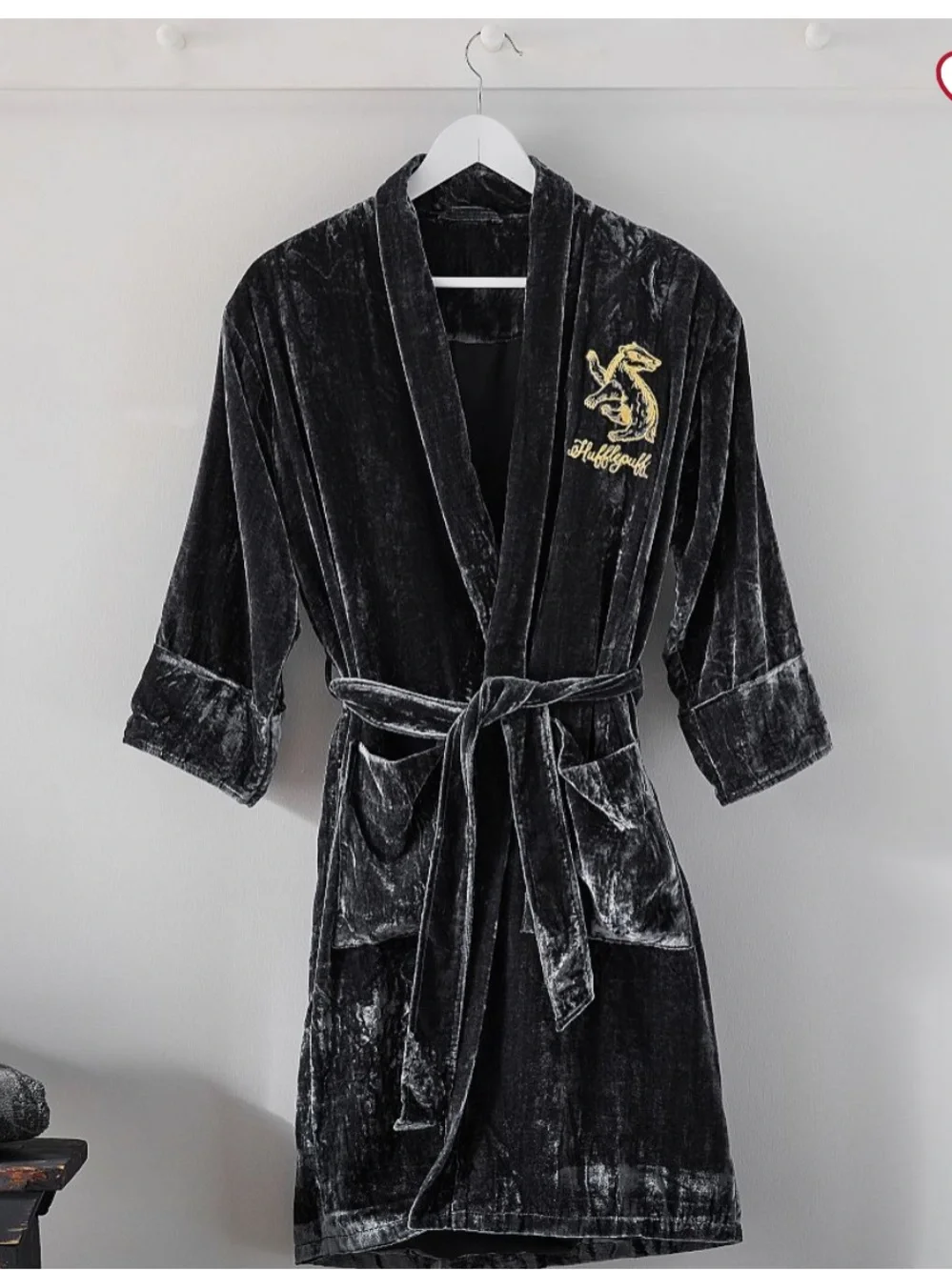 Pottery Barn Teen Hufflepuff Gray Velvet Robe